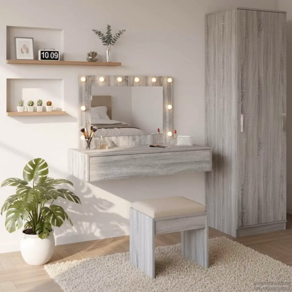 Toeletta moderna in legno multistrato grigio L: 100 cm, P: 40 cm, H: 70 cm – 2