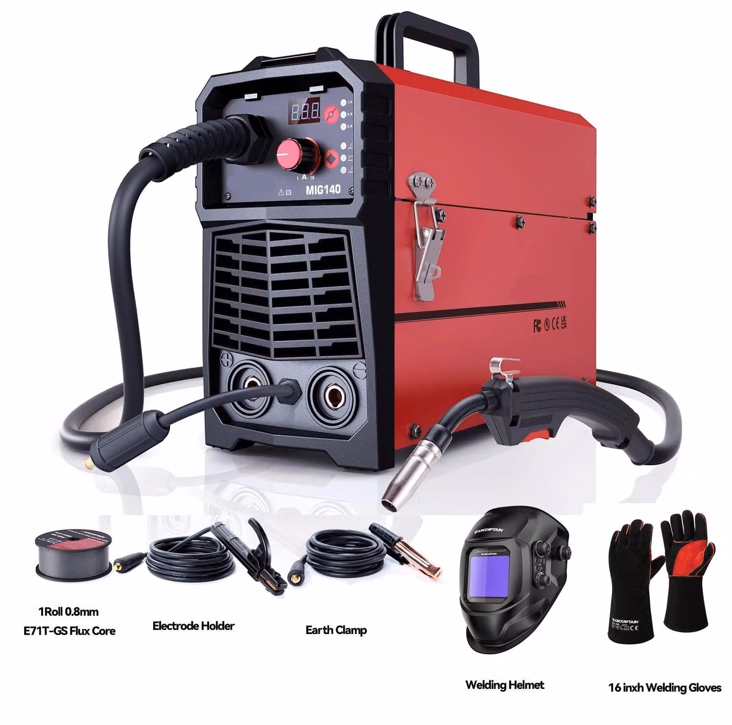 Saldatrice ad elettrodo da 140 Ampere, 220V - Saldatrice inverter digitale con maschera e guanti da saldatura