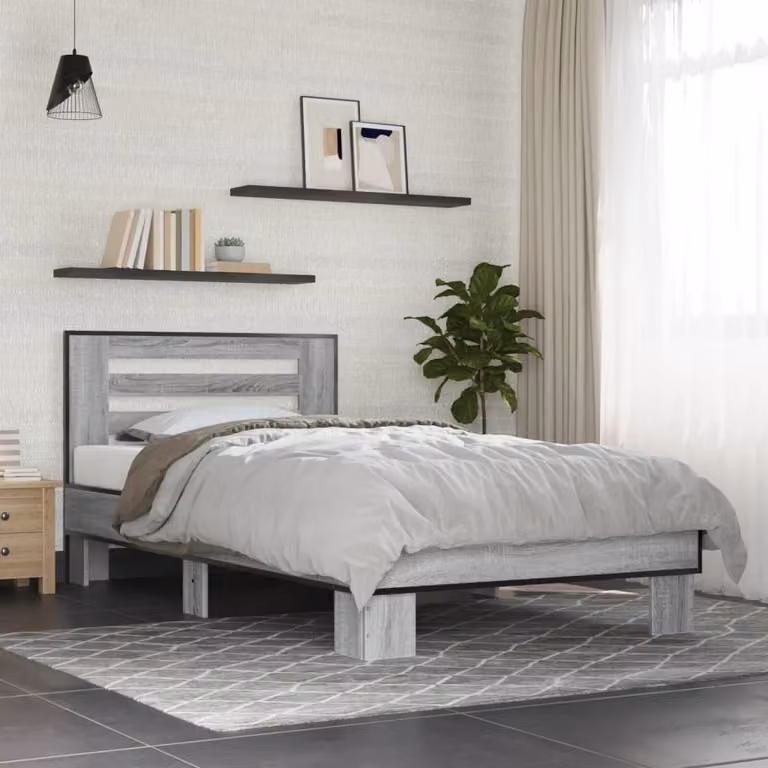 Giroletto vidaXL Grigio Sonoma in Legno e Metallo L: 75 cm, P: 190 cm