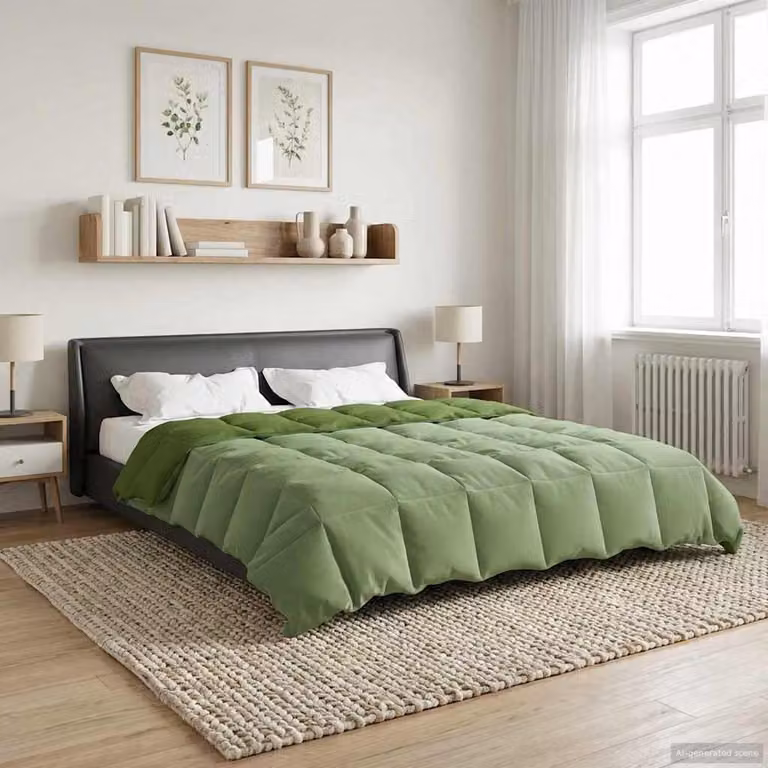 Piumino Letto Estivo vidaXL Verde Traspirante e Reversibile in Microfibra L: 240 cm, P: 260 cm