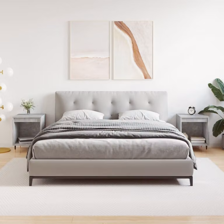 Set di 2 comodini vidaXL moderni in legno e metallo, colore grigio, da appendere alla parete, L 40 cm x P 35 cm x H 50 cm