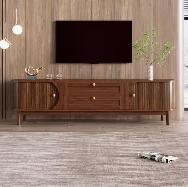 Mobile TV con porte e cassetti in MDF noce