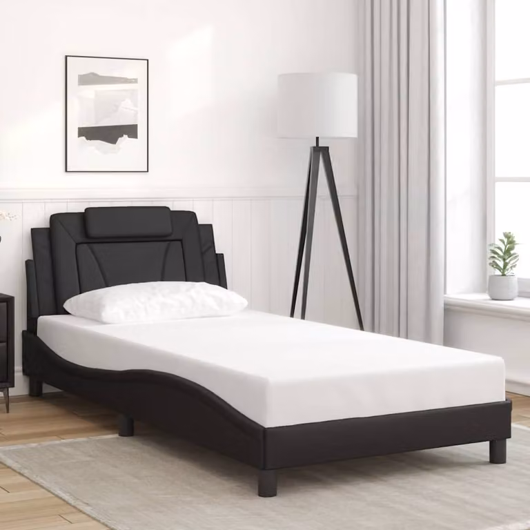 Giroletto Viana vidaXL in similpelle nera senza materasso L 100 cm x P 200 cm