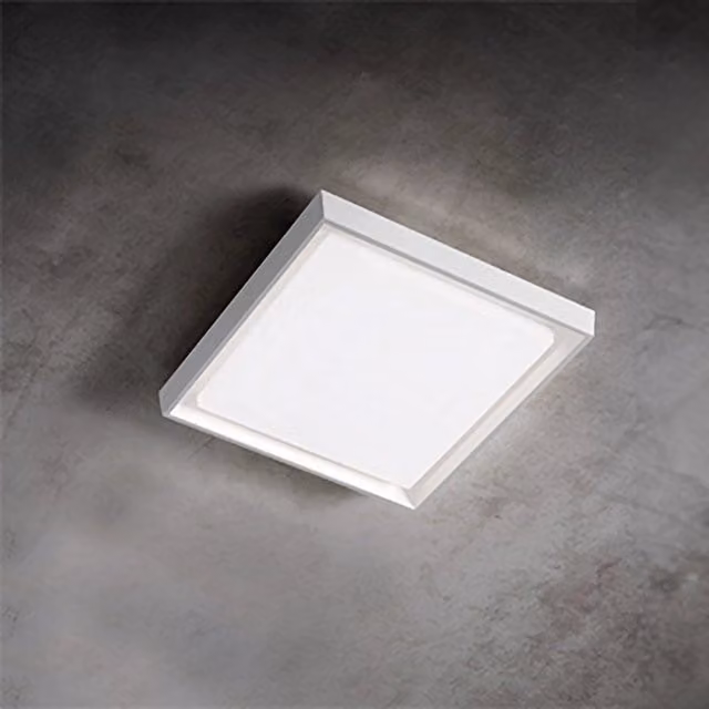Alu Lampada da Parete e Soffitto Zafferano in Alluminio Bianco, LED 25W, 3000K, IP54, Design Quadrato Minimalista, L/P/H: 27 x 27 x 5,3 cm