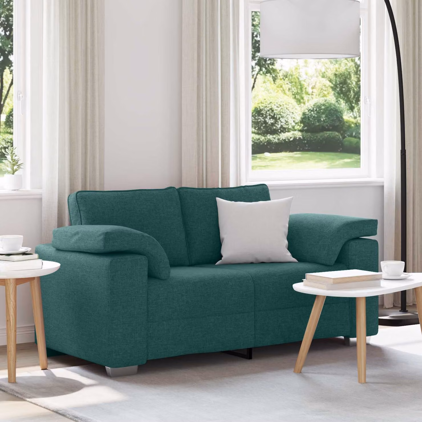 vidaXL Divano a due posti moderno in tessuto Verde, L: 160 cm
