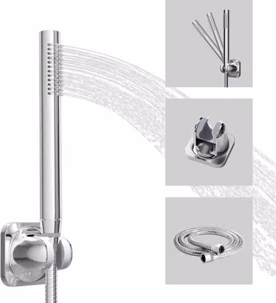 Ibenzoa® Doccetta manuale a risparmio idrico – soffione in ottone massiccio con sistema di aerazione, ugelli in silicone, tubo flessibile da 1,5 metri, supporto regolabile, attacco 1/2×1/2 pollici