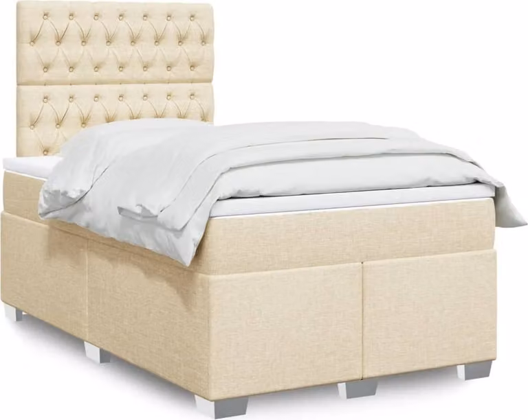 Maison Exclusive - Letto boxspring con materasso Crema 120x190 cm Tessuto
