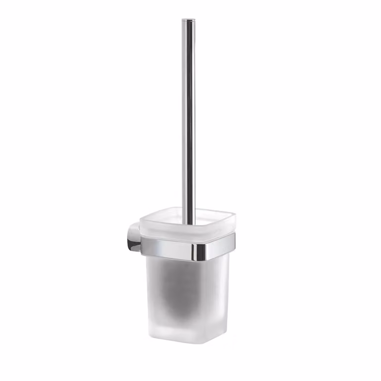 Scopino WC con ciuffo in setole da muro in acciaio inox e Cromall ST33-03 Gedy serie STELVIO Cromato