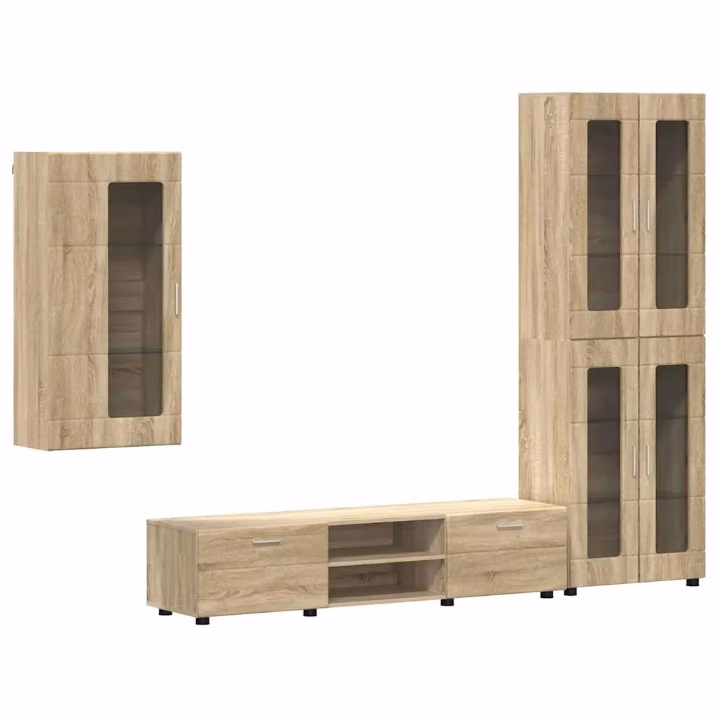 Set mobile TV vidaXL FLORIN in 3 pezzi, Rovere Sonoma, L: 150 cm, P: 39 cm, H: 30 cm – 2