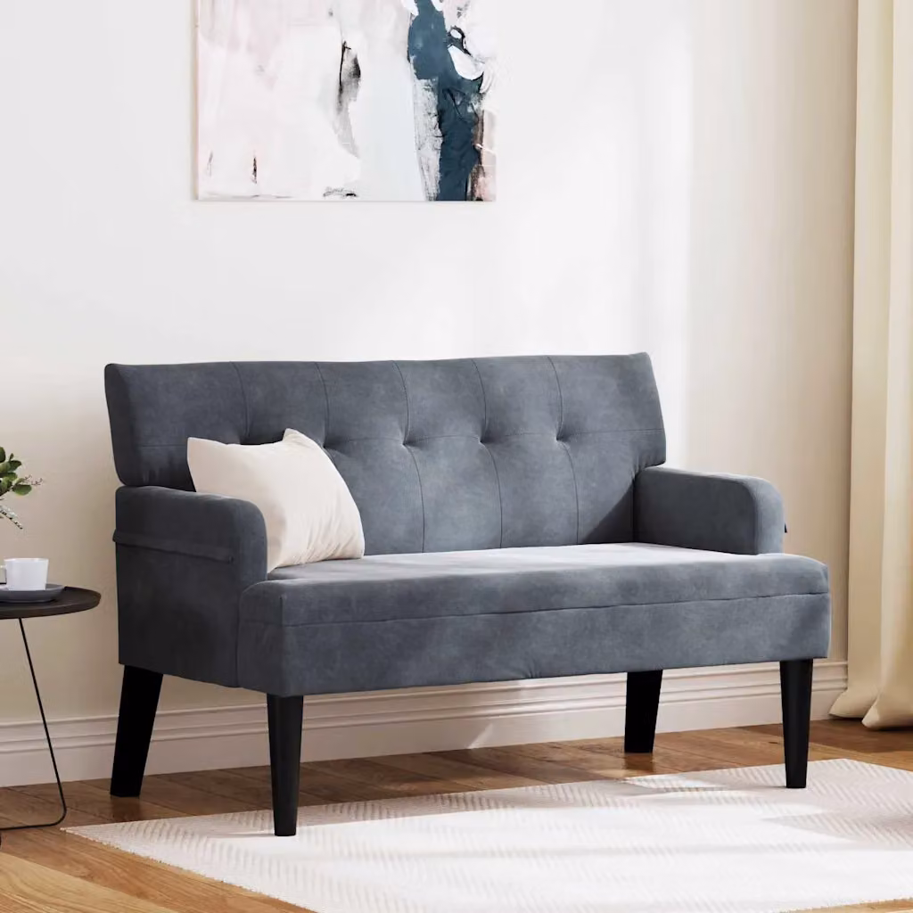Panca Chesterfield vidaXL in velluto grigio con struttura in legno L: 112 cm, P: 65,5 cm, H: 75 cm – 1