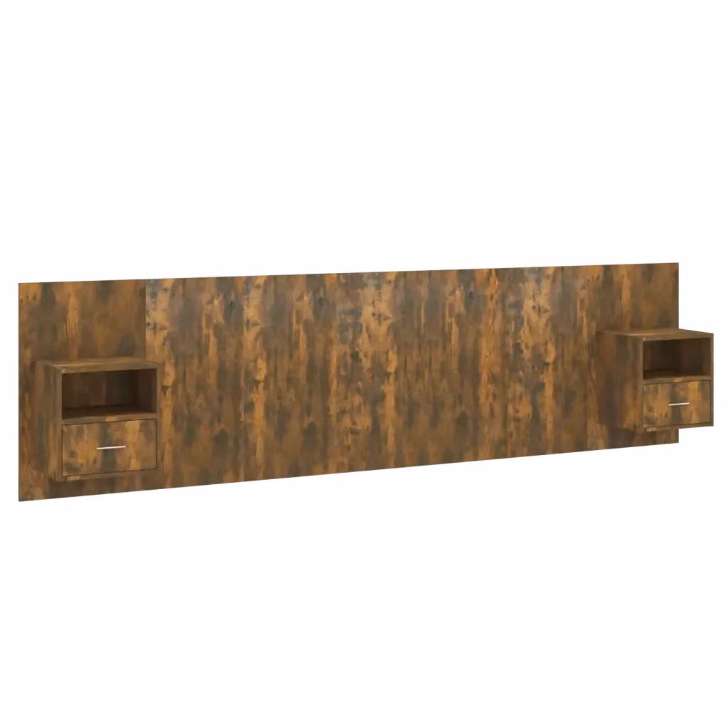 Testiera Letto con Comodini Integrati vidaXL in Legno Rovere Fumo Marrone L: 151 cm, P: 80 cm, H: 80 cm – 2
