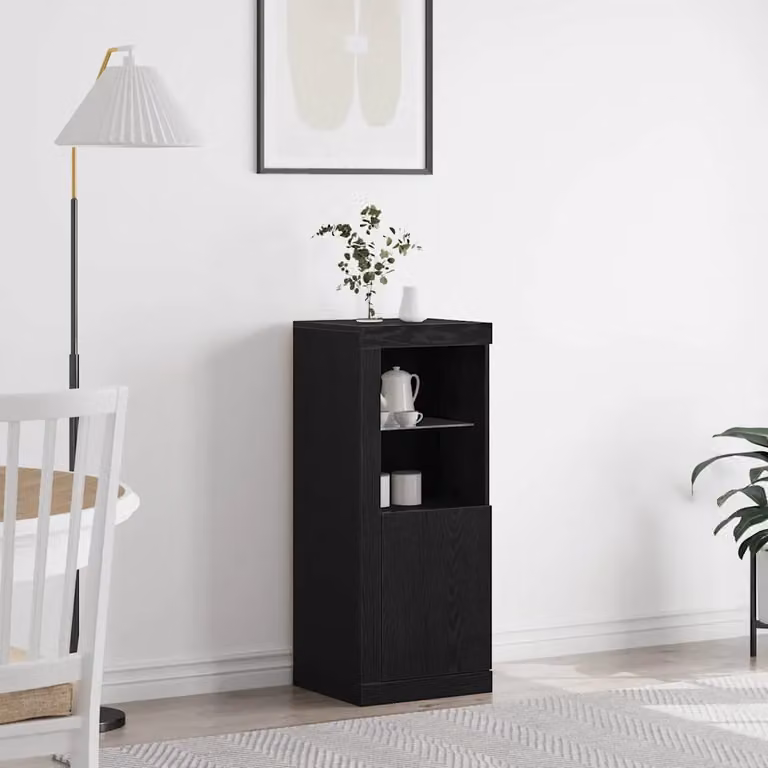 Madia moderna vidaXL con illuminazione LED integrata in legno MDF nero L 41 cm x P 37 cm x H 100 cm