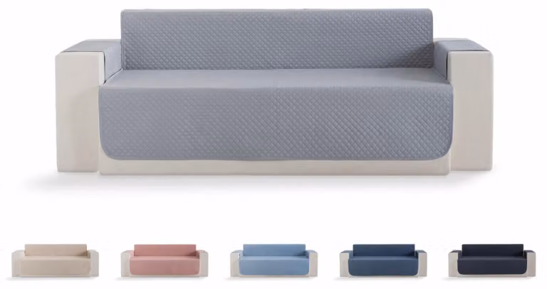Copertura per divano con motivo a diamante e tessuto traspirante, color grigio chiaro