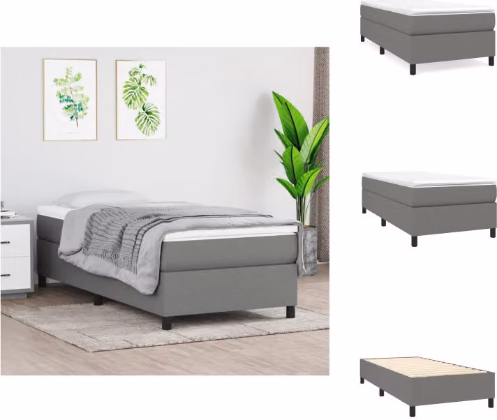 vidaXL Letto a molle con materasso grigio scuro 80x200 cm in tessuto - Letti e strutture letto