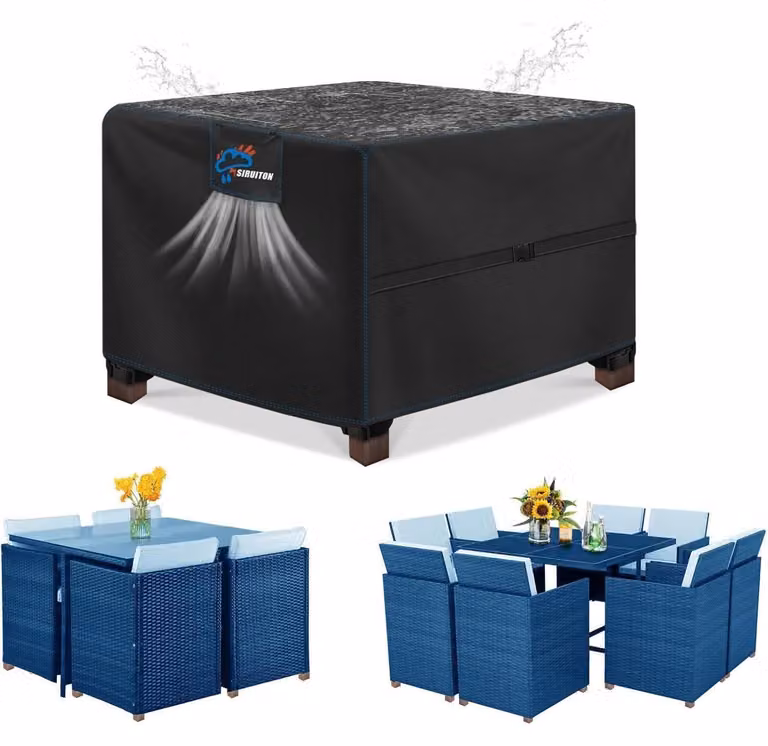 SIRUITON 135x135x74cm Copertura per mobili da giardino - Impermeabile, Antivento, Resistente ai raggi UV, Heavy Duty 420D Oxford Telo protettivo per