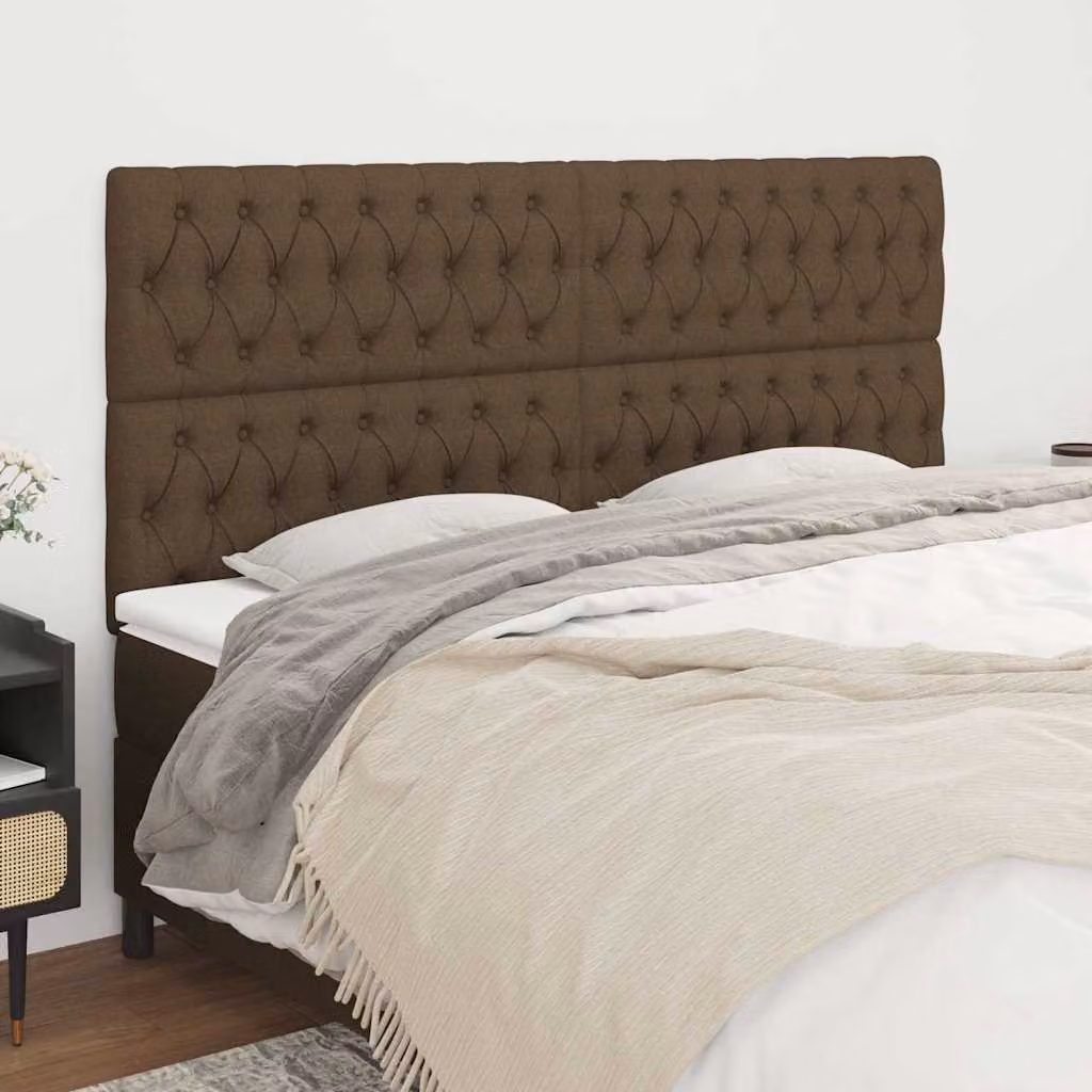 Testiera per letto vidaXL in tessuto marrone con struttura in legno di larice, L: 200 cm, P: 7 cm, H: 118/128 cm – 1