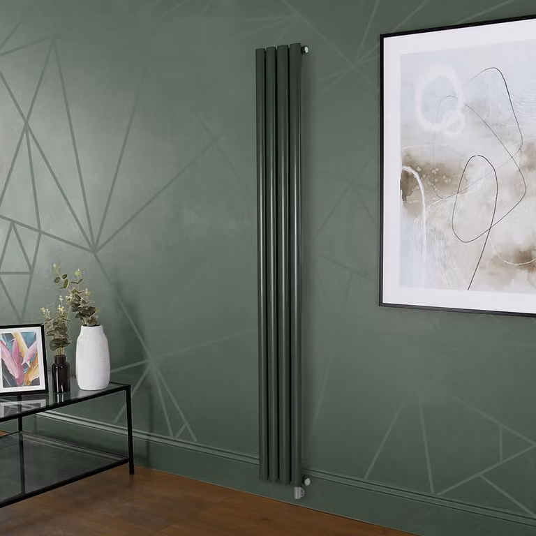 Radiatore Elettrico di Design Verticale Verde (Evergreen) - Pannello Singolo - 1600mm x 236mm - Senza Termostato - Revive