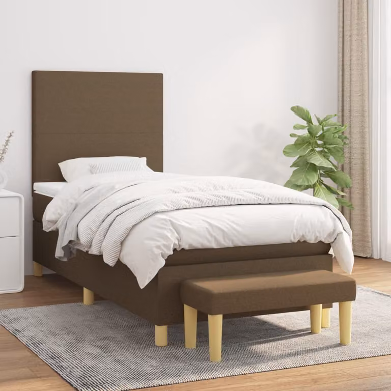 Letto Ibrido con Giroletto a Molle e Materasso vidaXL, Marrone e Bianco, L/P: 100 x 200 cm