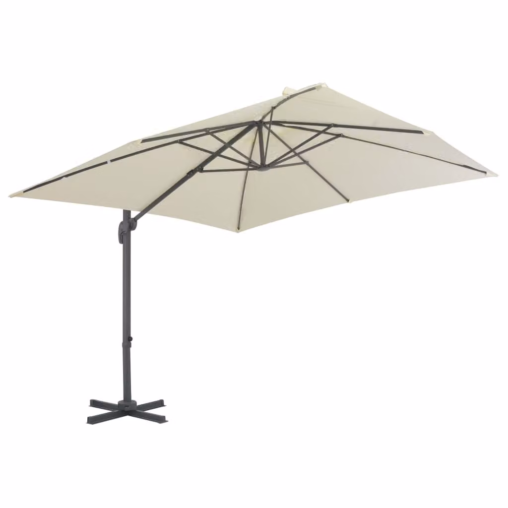 Ombrello semaforo con palo in alluminio 300x300 cm bianco sabbia
