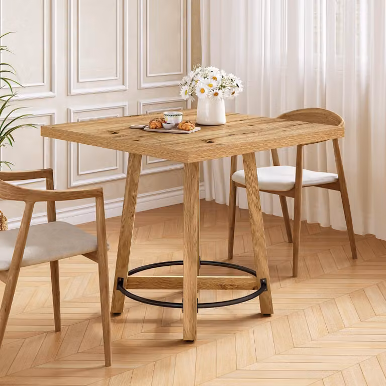 Tribesigns Tavolo da pranzo moderno, tavolo da cucina da 80 cm per stanze piccole, per 2-4 persone, stile moderno di metà secolo per cucina e sala da pranzo, marrone
