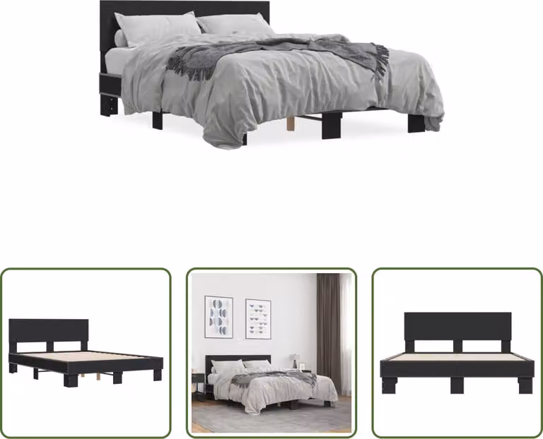 The Living Store Struttura letto nera 120x190 cm in legno e metallo