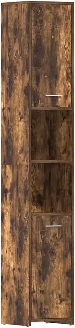 Mobiletto da bagno moderno HELLOSHOP26 in legno composito marrone con ante a battente e ripiani interni, sospeso, L: 30 cm, P: 30 cm, H: 183,5 cm