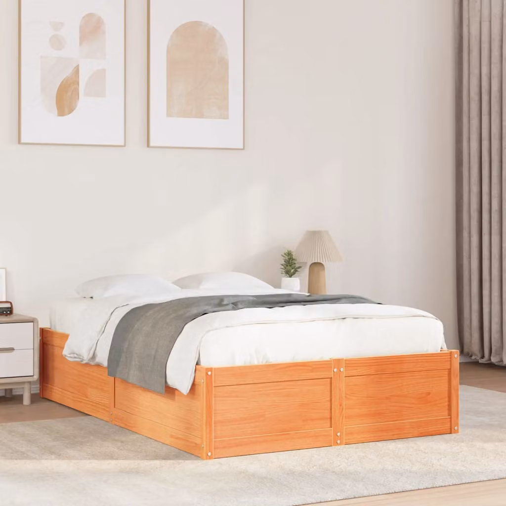 Letto senza materasso vidaXL in legno di pino color marrone cera L/P/H: 120 x 200 cm – 1