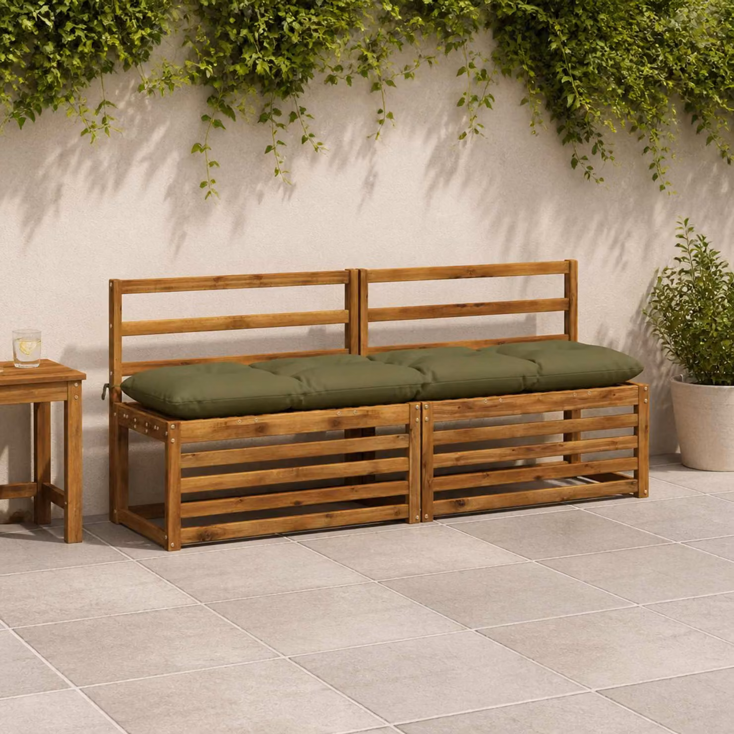 vidaXL Cuscino per panchina VIANEN 100% Poliestere Verde Oliva