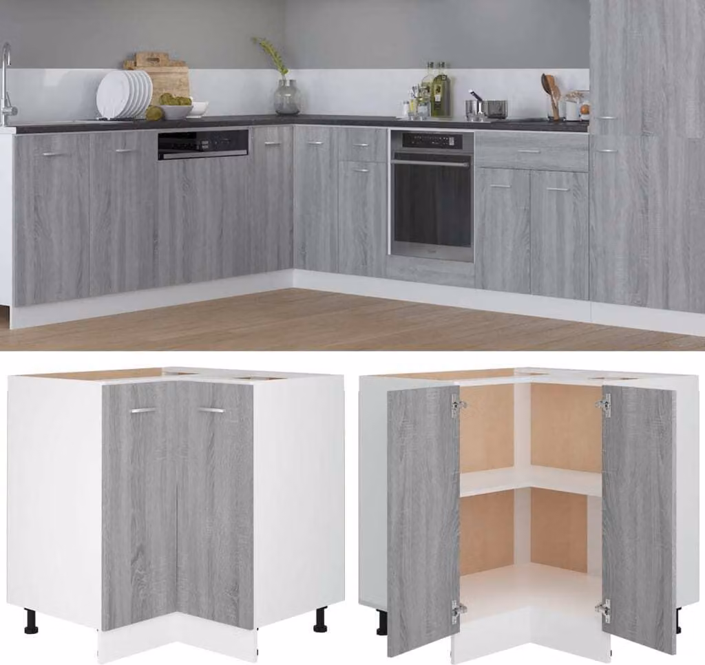 The Living Store Armadio da cucina Grigio Sonoma 75,5x75,5x80,5 cm Materiale in legno