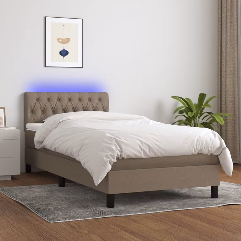 Maison Exclusive - Letto a Molle con Materasso e LED Tortora 90x190 cm in Tessuto