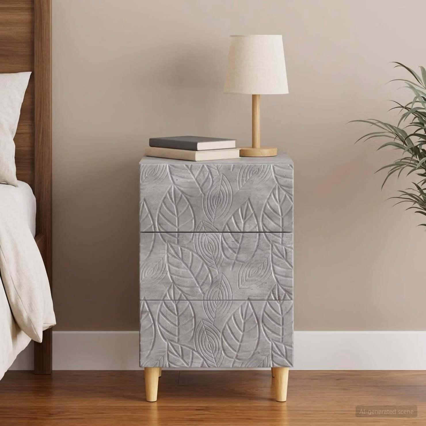 vidaXL Comodino Moderno in MDF e Legno Grigio con Cassetti Soft-Close L: 43 cm, P: 39,5 cm, H: 66,5 cm