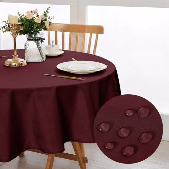 Tovaglia rotonda lavabile color vino rosso, 160 cm, per sala da pranzo, giardino, feste, matrimoni o uso domestico
