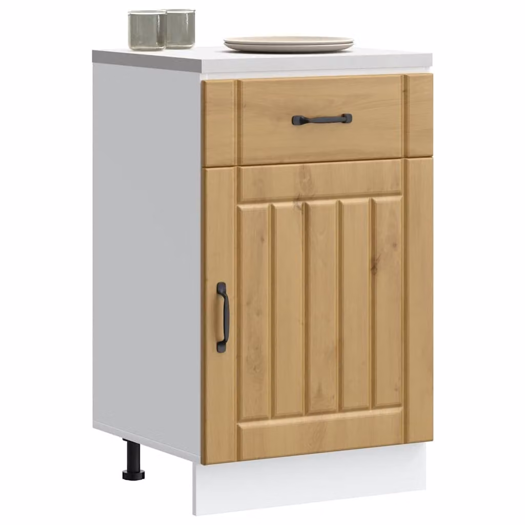 Base da cucina moderna vidaXL Lucca in legno MDF bianco e marrone con ante a battente L/P/H: 81.5 x 46.0 x 50.0 cm