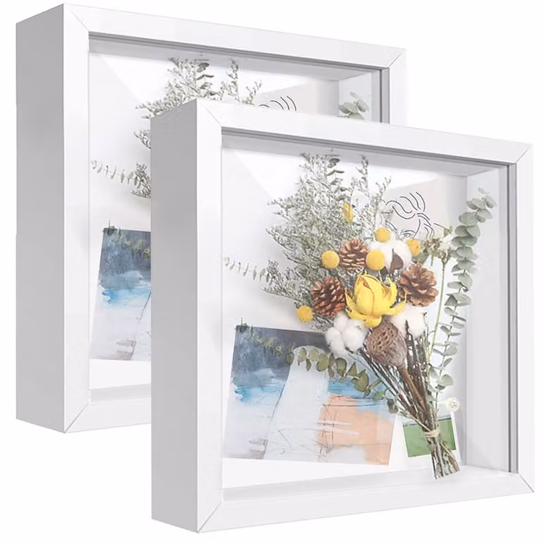 Solidchoice - Set di 2 scatole portafoto in legno, profonde
