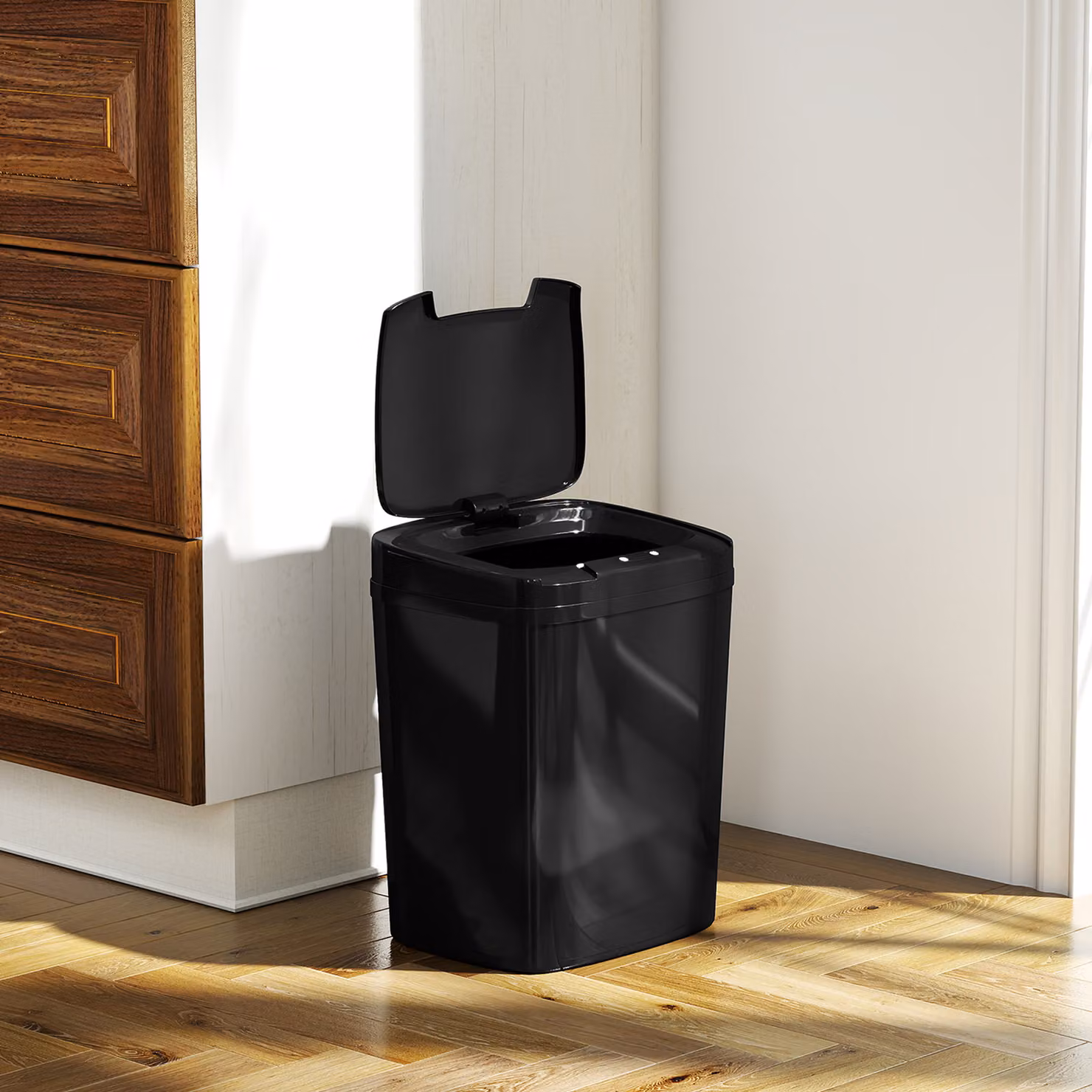 Pattumiera da cucina automatica HOMCOM con sensore a infrarossi e modalità manuale, capacità 15 l, finitura antimpronta, colore nero – 2
