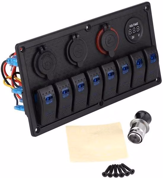 Pannello di controllo marino con voltmetro duale USB - Impermeabile - Accessorio per imbarcazioni