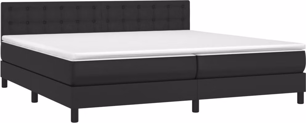 Giroletto a Molle con Materasso Nero 200x200 cm in Pelle finta