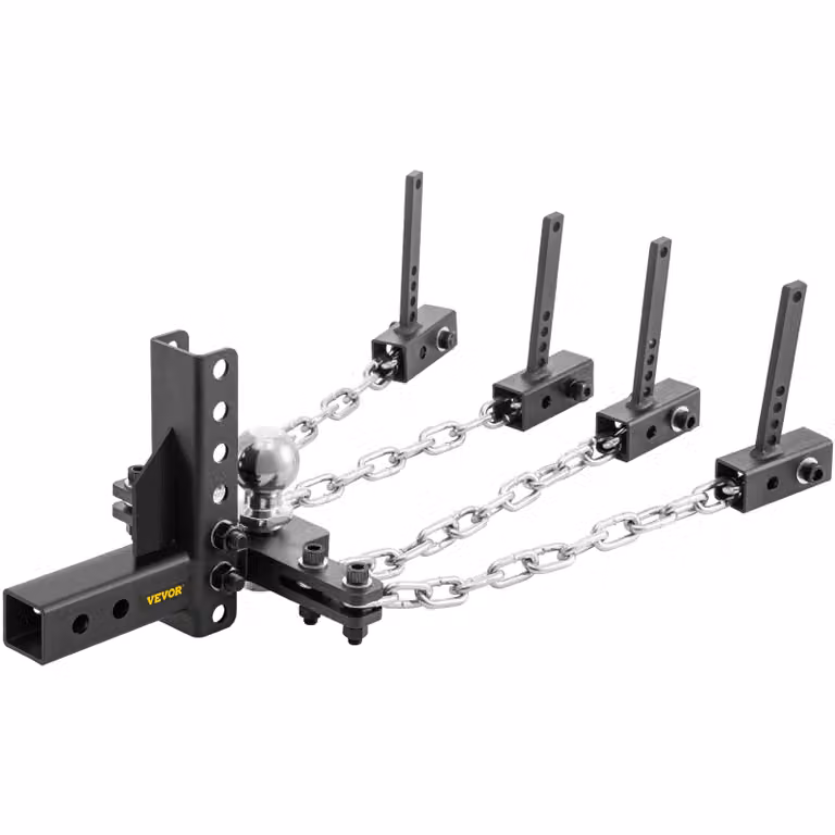 Gancio di traino per la distribuzione del peso VEVOR Gancio di traino con lunghezza della catena di 45,7 cm, diametro della catena di 7 mm triangolo di guida del trattore, portagancio con capacità di peso di 450 kg, per cunei con fissaggio a morsetto