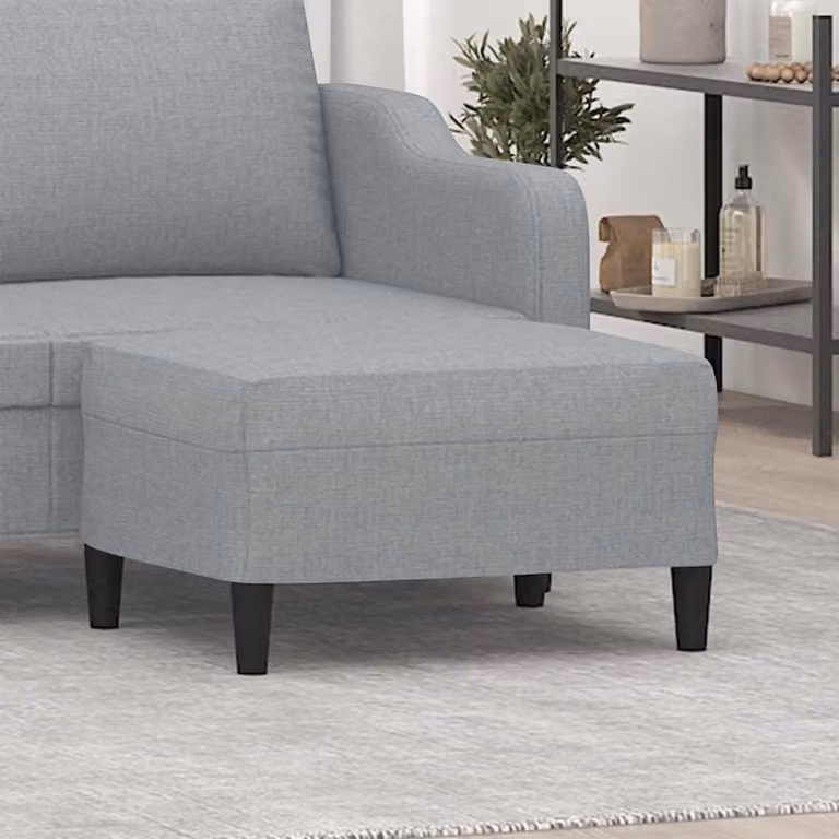 Poggiapiedi vidaXL Grigio Chiaro in Tessuto con Struttura in Legno L: 70 cm, P: 55 cm, H: 41 cm