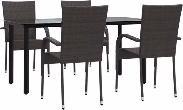 Set da Pranzo da Giardino 5 pz | Set Salotto da Giardino Marrone in Polyrattan