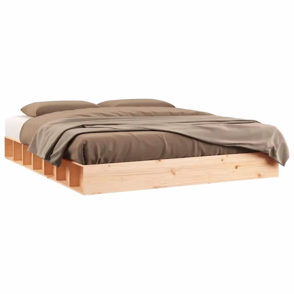 Giroletto vidaXL in legno massello di pino marrone con doghe fisse L/P/H: 140 x 200 cm – 2