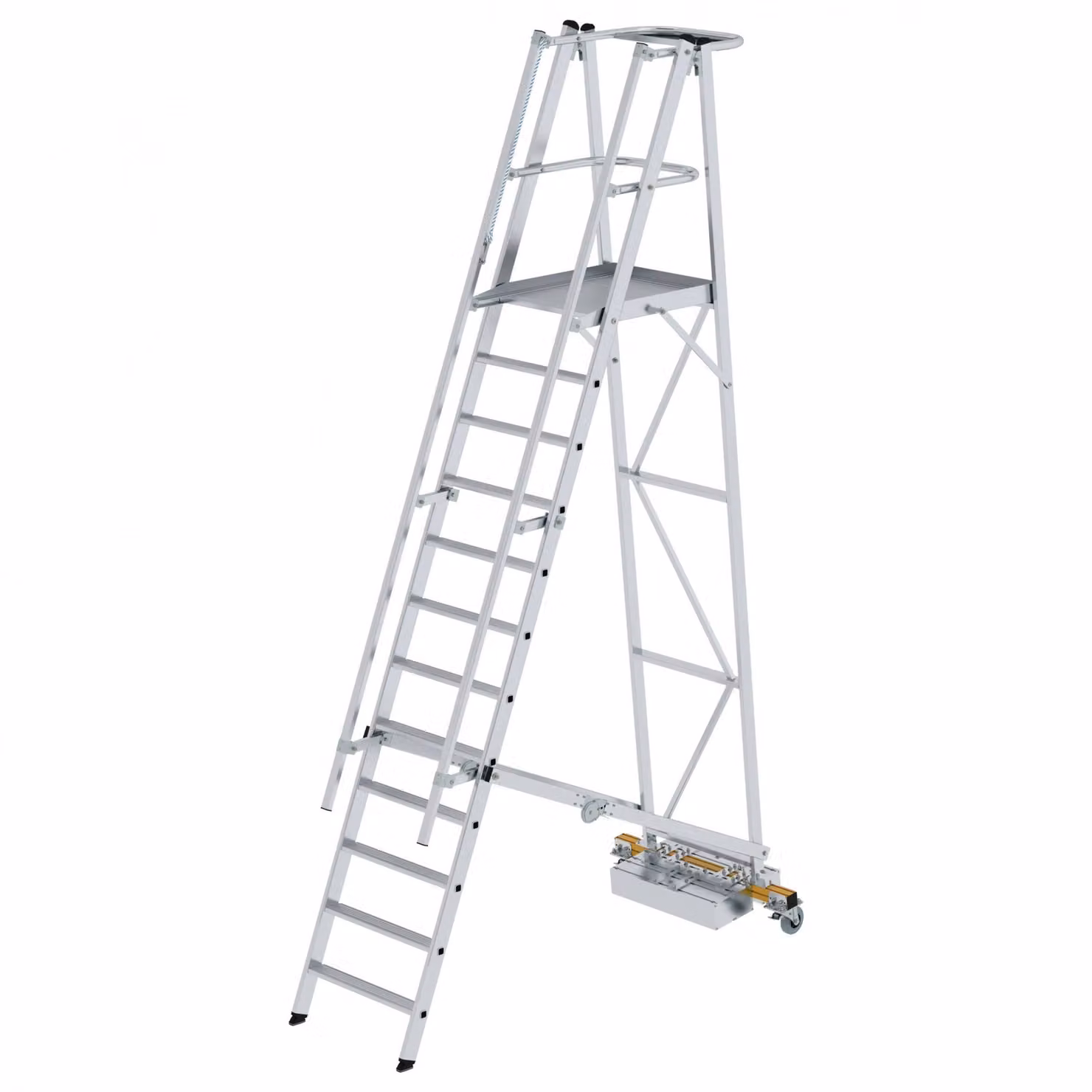 Scala a piattaforma in alluminio, mobile, pieghevole, stretta, 12 gradini 52712