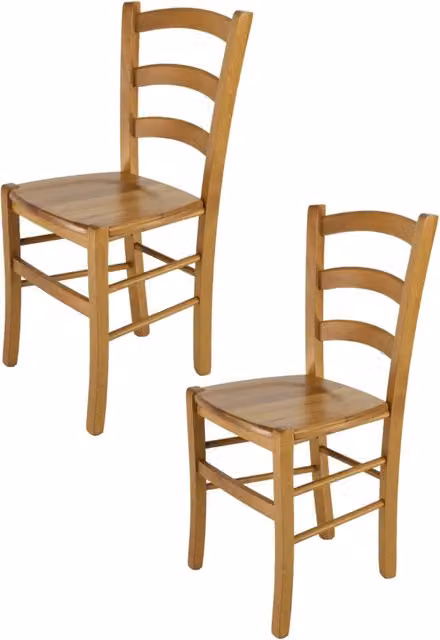 Set di 2 sedie Venice Tommychairs in legno di faggio color rovere con seduta in legno marrone