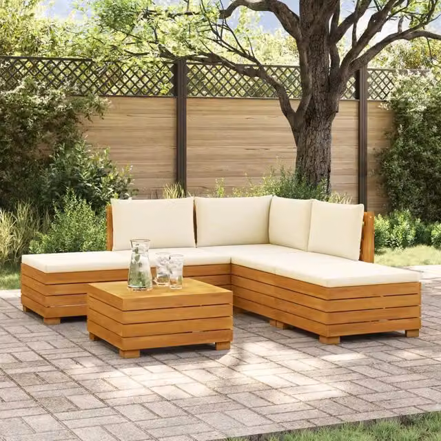 6 pz Set di divani da esterno Legno di Acacia Massello Marrone 3403079