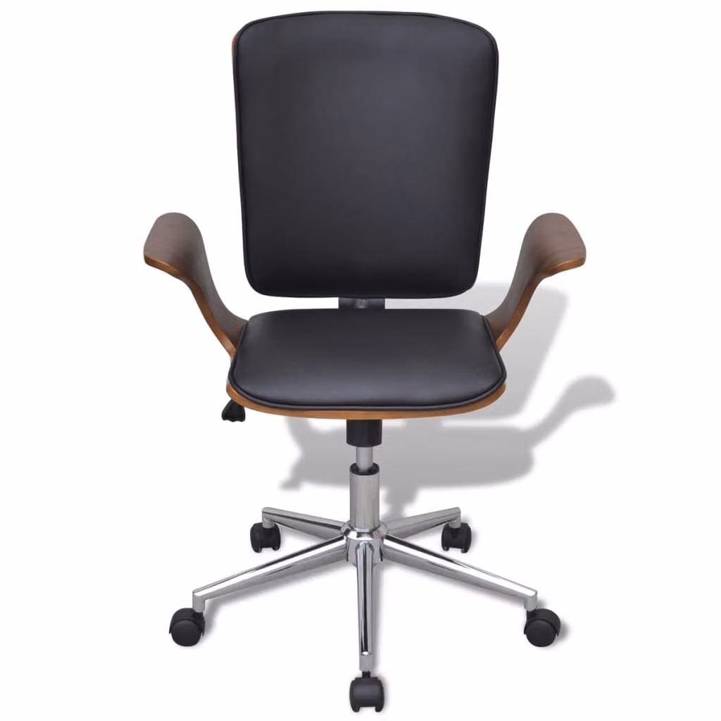 Sedia da Ufficio Girevole in Legno Curvato e Pelle finta
