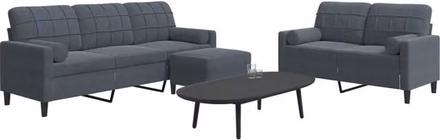 Set di divani componibili a L vidaXL in velluto grigio con pouf e cuscini per soggiorno – 1