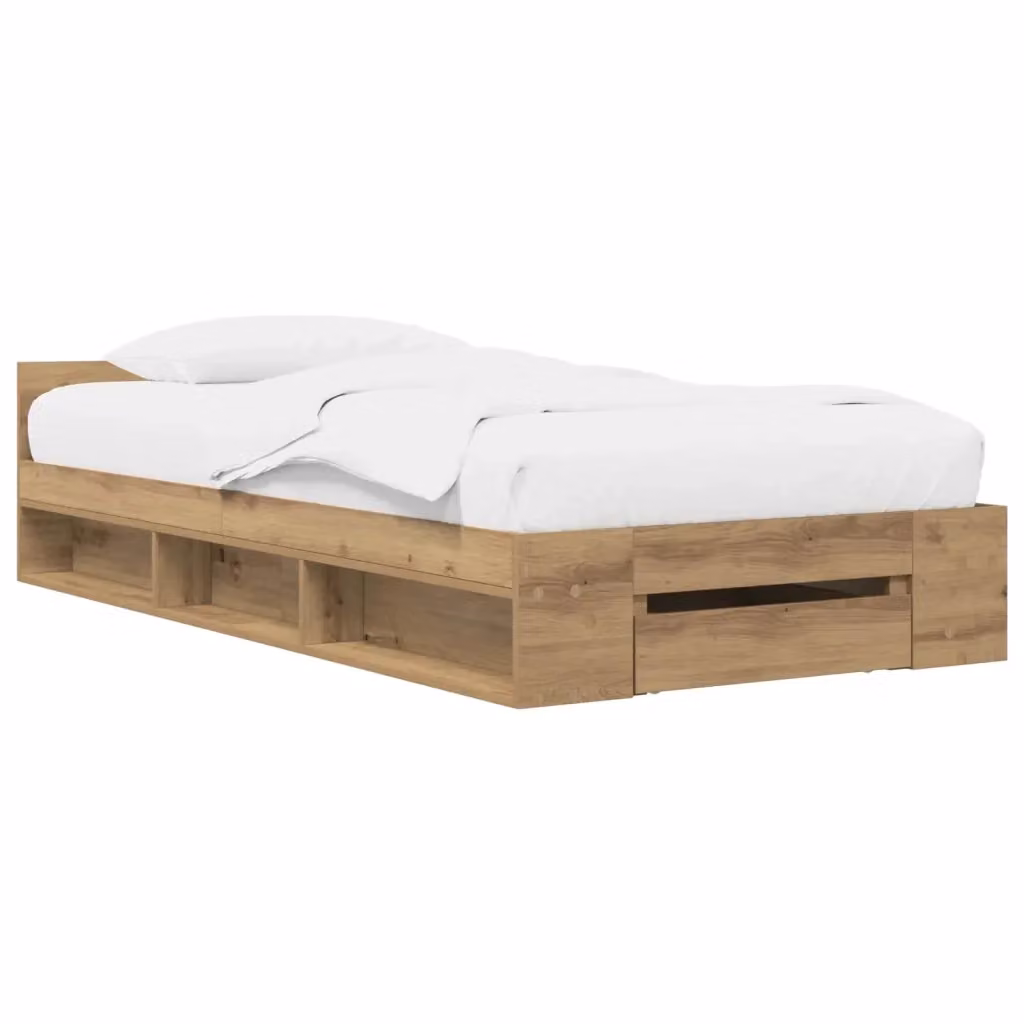 Letto con contenitore vidaXL in legno Rovere con cassetti L: 80 cm, P: 200 cm, H: 83 cm – 2