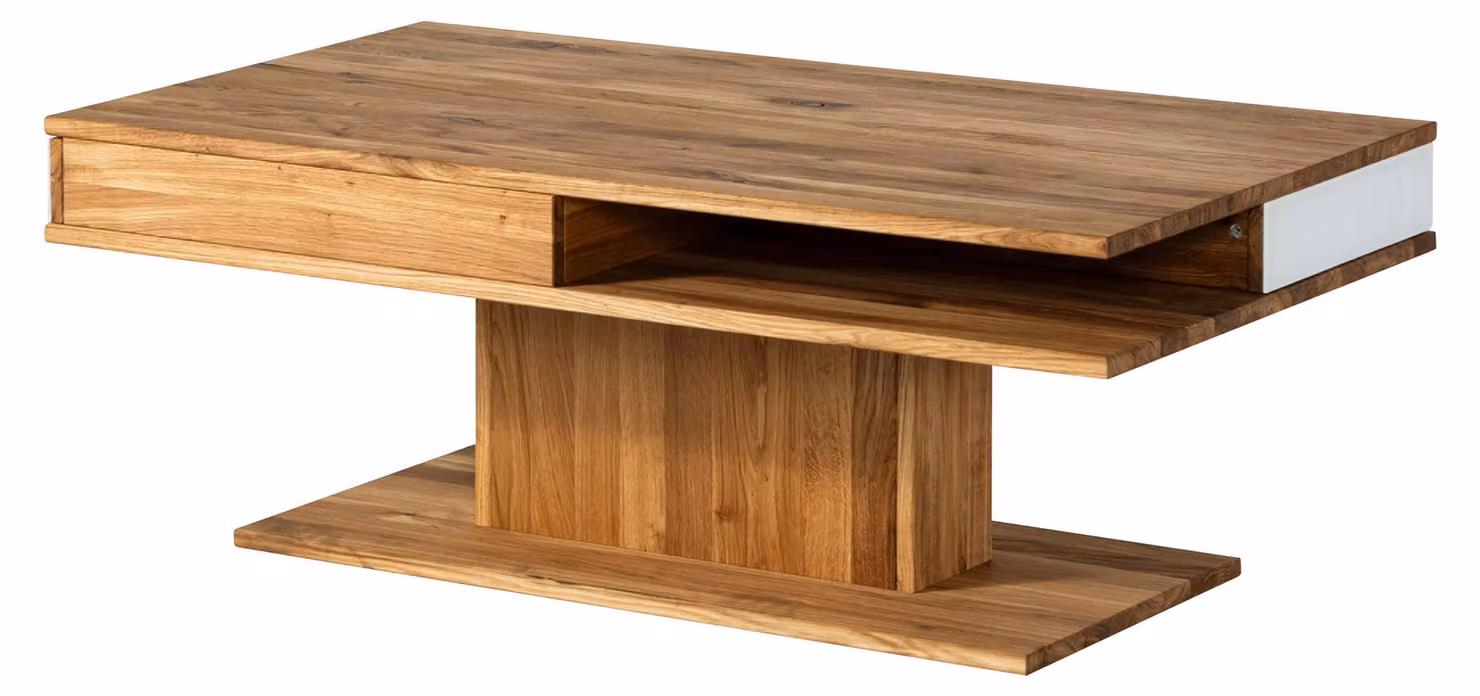 MASSIVMOEBEL24 | Tavolino da salotto in legno di quercia 85x85x45 natur / oliato bianco WIEN #100