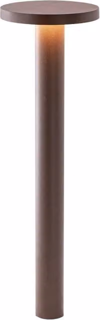 Bollard LED Tiberio di Rossini Illuminazione, finitura Corten marrone, 10W, 3000K, IP65, Altezza: 75 cm