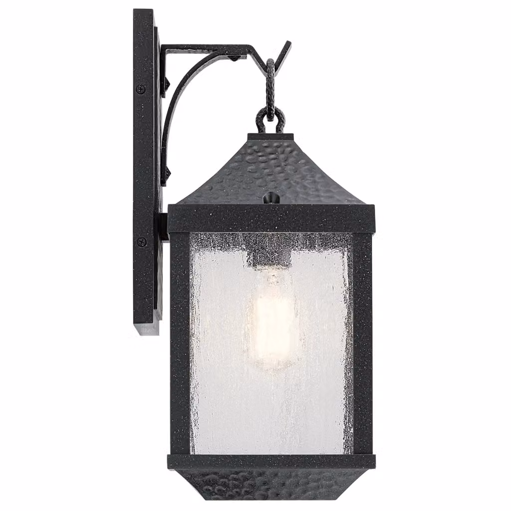Applique da esterno Springfield Kichler in metallo nero con vetro trasparente, attacco E27 60W, protezione IP44 – 2